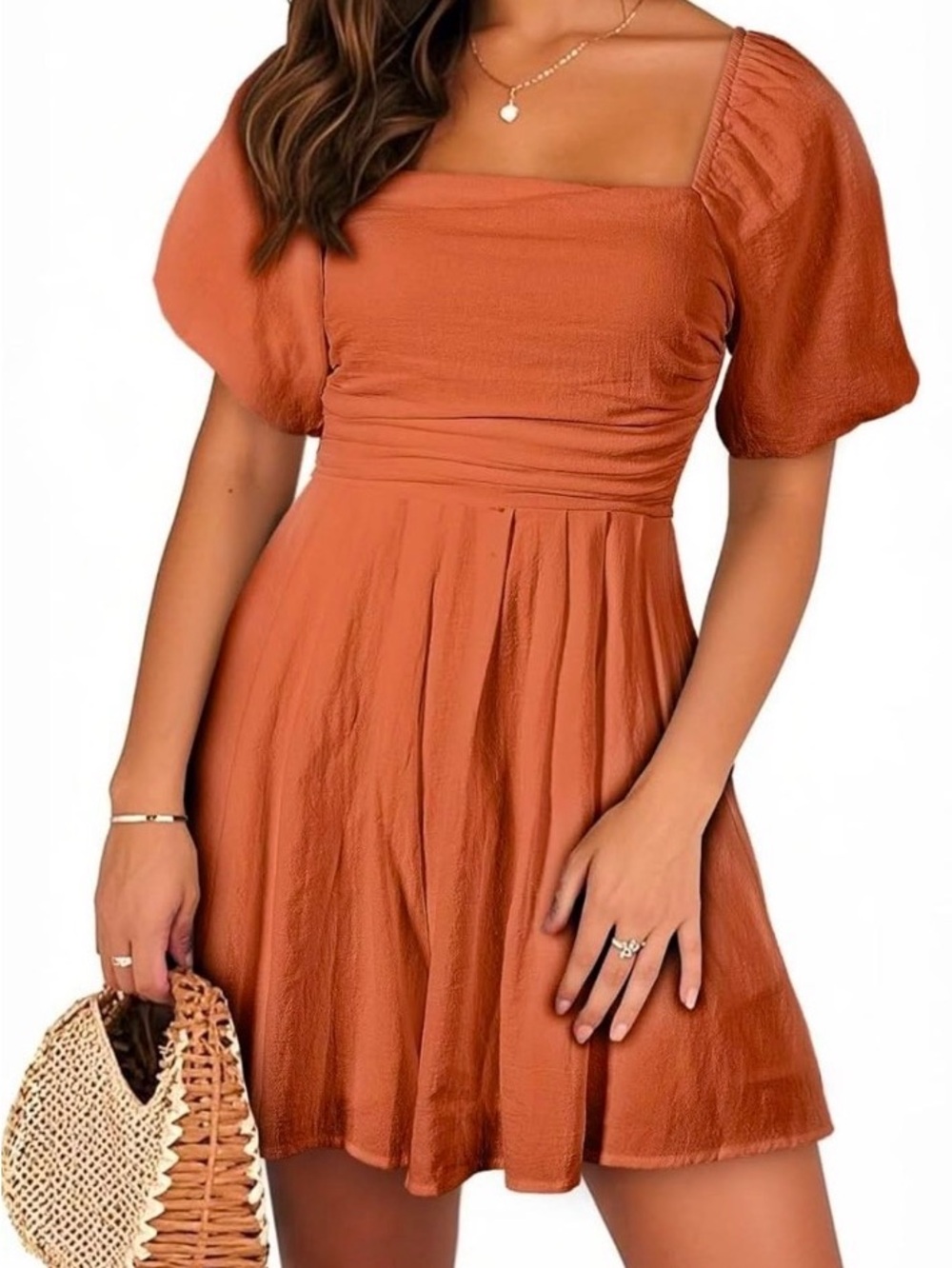 Square Neck Rust Orange Romper NWOT Size M